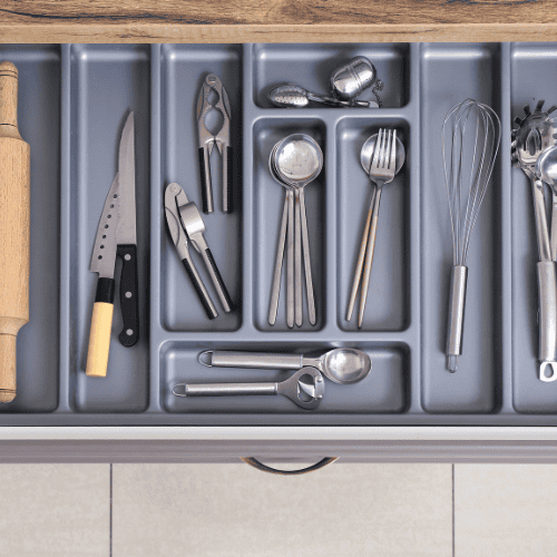 organizing systems in kitchen drawer